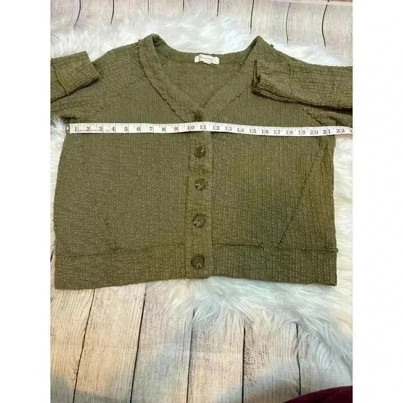 Two by Vince Camuto Textured Knit Cardigan Olive Green Women's Size L - Picture 8 of 8